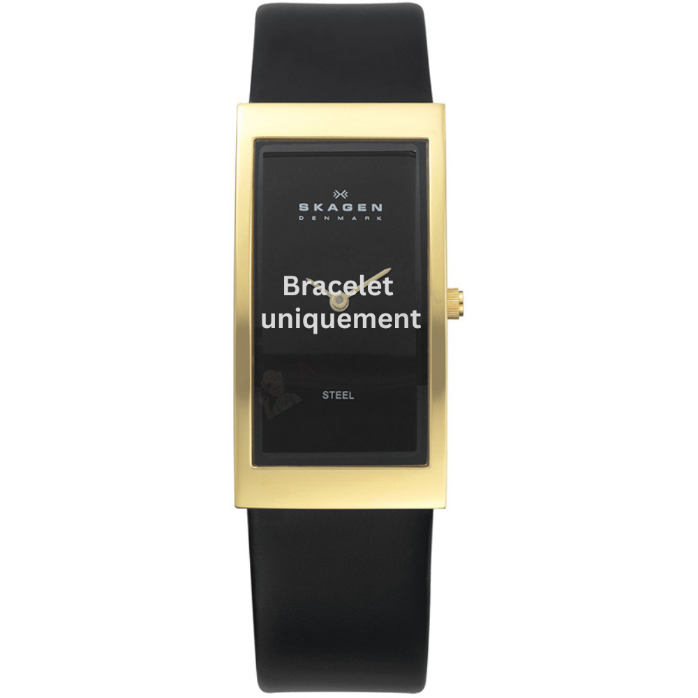 Bracelet cuir noir Skagen - 359 UNI / 359UGLB-Bracelet de montre-AtelierNet