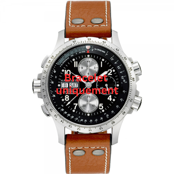 Bracelet cuir cognac Hamilton - KHAKI X-WIND / H77616533 - H600.776.103 - H690.776.103-Bracelet de montre-AtelierNet