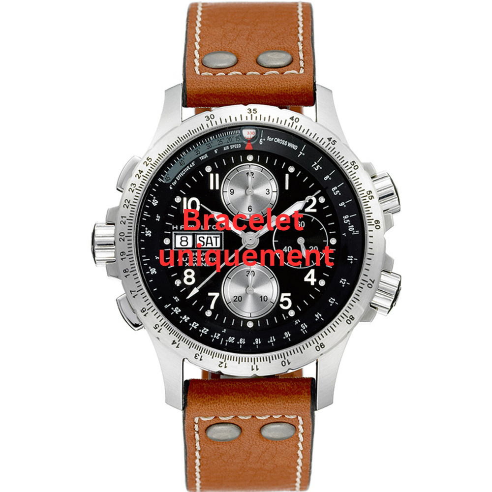 Bracelet cuir cognac Hamilton - KHAKI X-WIND / H77616533 - H600.776.103 - H690.776.103-Bracelet de montre-AtelierNet