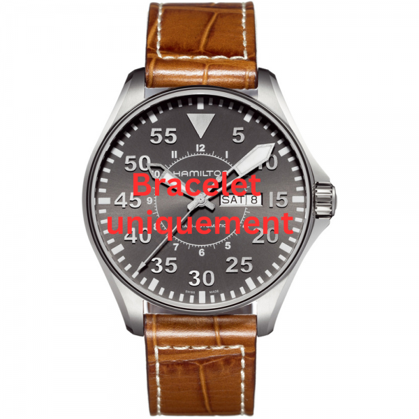 Bracelet cuir cognac Hamilton - KHAKI PILOT / H64715885 - H600647102-Bracelet de montre-AtelierNet