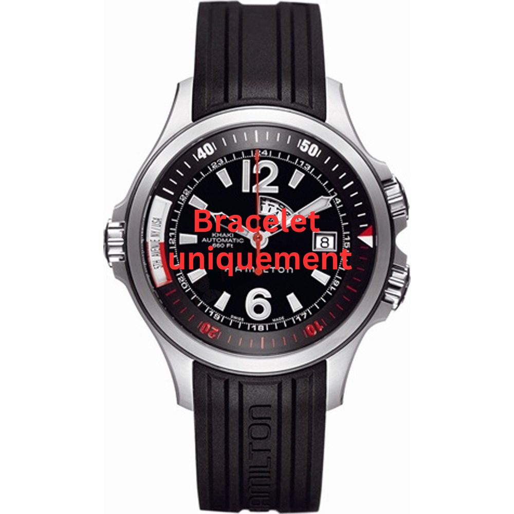 Bracelet caoutchouc noir Hamilton - KHAKI NAVY / H001.77.555.335.01 - H775550 - H600645107-Bracelet de montre-AtelierNet