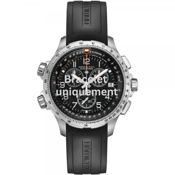 Bracelet caoutchouc noir Hamilton - KHAKI X-WIND / H0017791233501 - H600777107-Bracelet de montre-AtelierNet