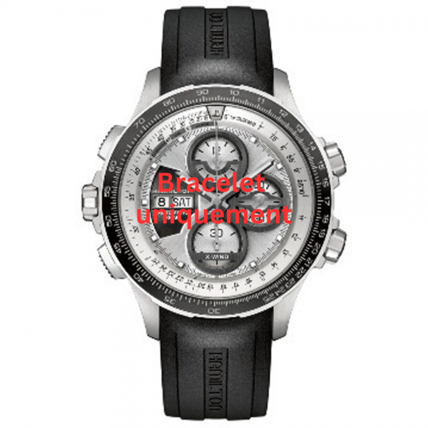 Bracelet silicone black Hamilton - KHAKI X-WIND / H0017772635101 - H600777107-Bracelets de montres-AtelierNet