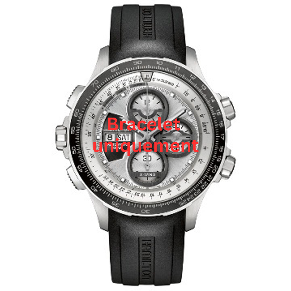 Bracelet caoutchouc noir Hamilton - KHAKI X-WIND / H0017772635101 - H600777107-Bracelet de montre-AtelierNet