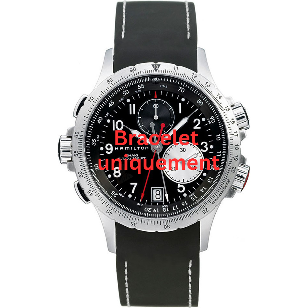 Bracelet caoutchouc noir Hamilton - KHAKI NAVY / H0017761233301 - H600776100-Bracelet de montre-AtelierNet