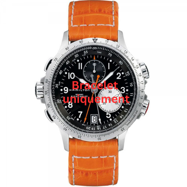 Bracelet cuir orange Hamilton - KHAKI NAVY / H690.776.113-Bracelet de montre-AtelierNet