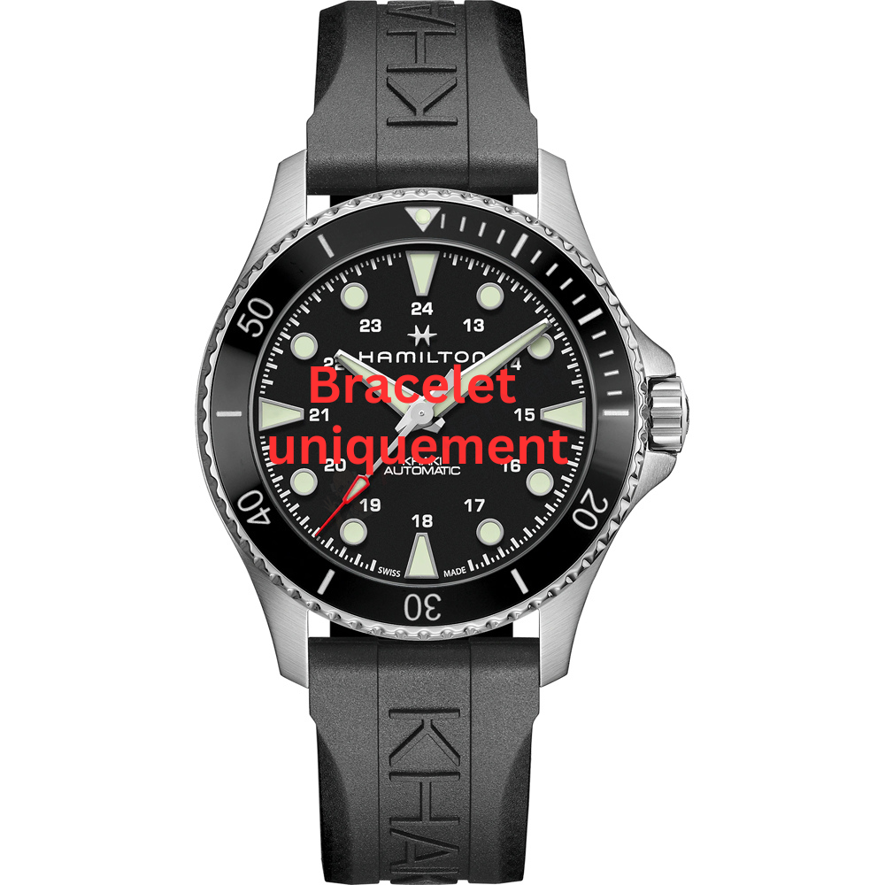 Bracelet caoutchouc noir Hamilton - KHAKI SCUBA / H82515330 - H691825100-Bracelet de montre-AtelierNet