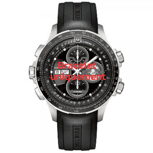 Bracelet silicone black Hamilton - KHAKI X-WIND / H777660 - H691777107-Bracelets de montres-AtelierNet