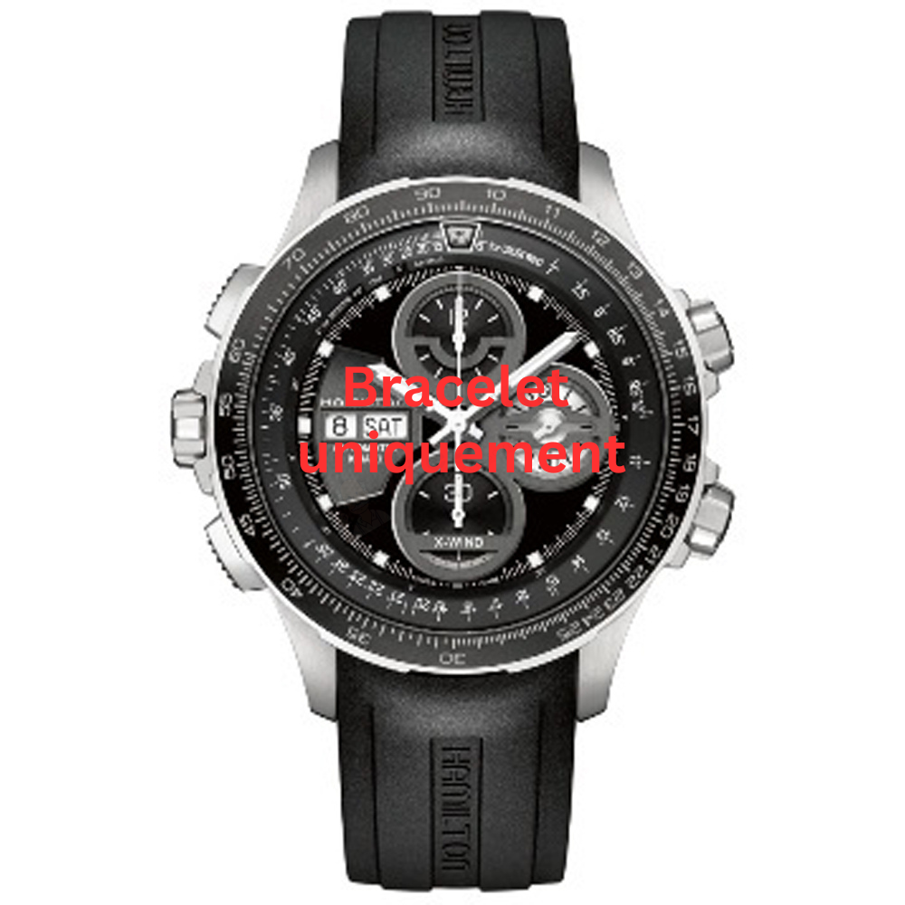 Bracelet silicone black Hamilton - KHAKI X-WIND / H777660 - H691777107-Bracelets de montres-AtelierNet