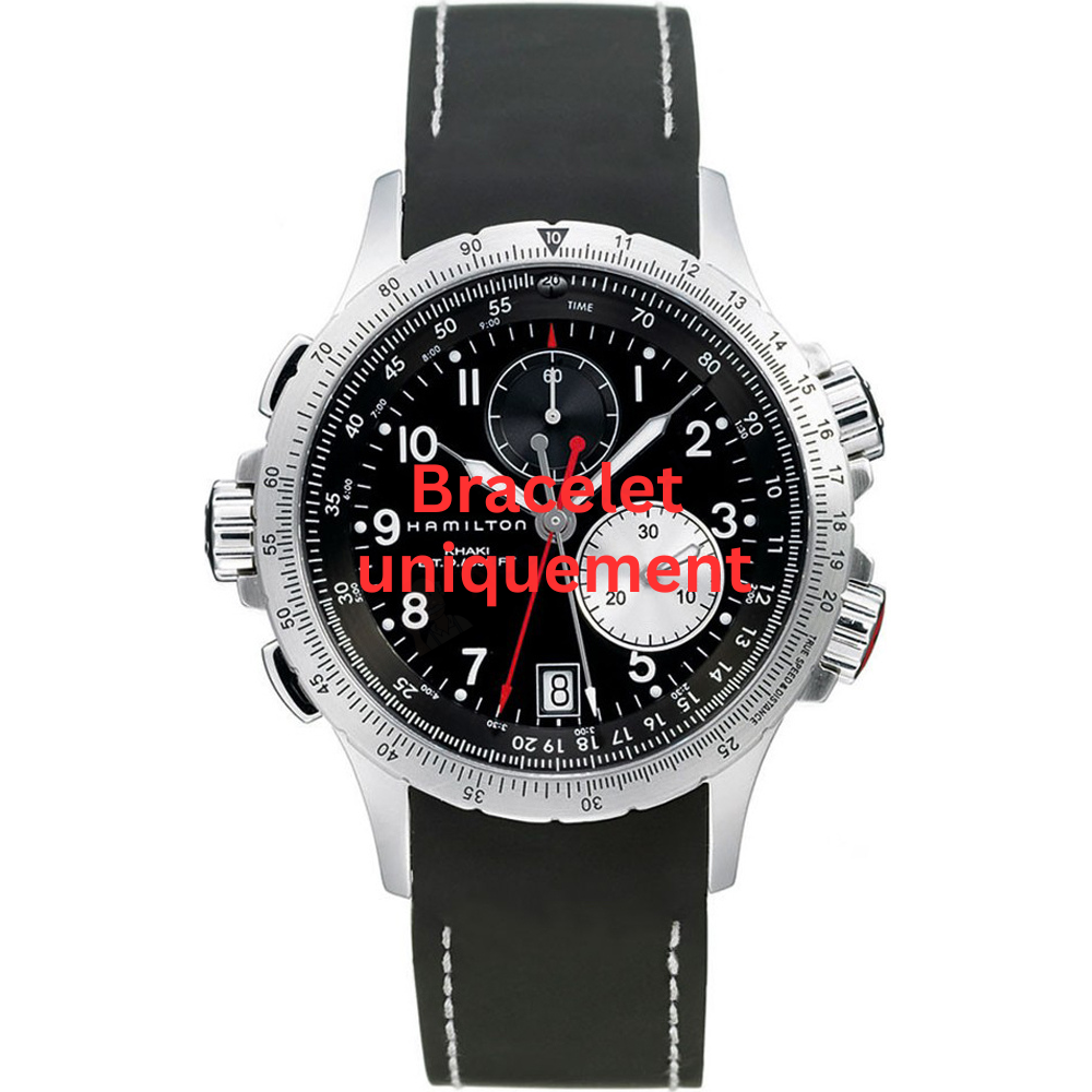 Bracelet caoutchouc noir Hamilton - KHAKI NAVY / H691.776.100 - H776151 - H691776100-Bracelet de montre-AtelierNet