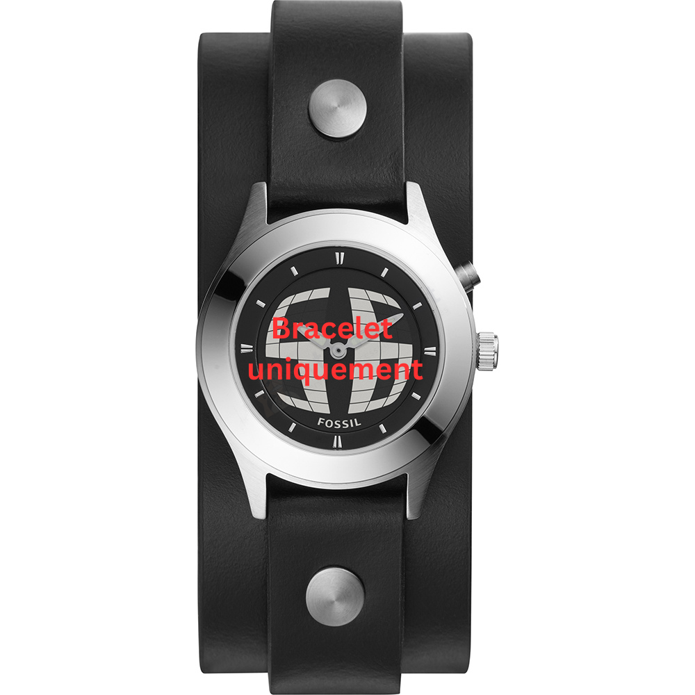 Bracelet leather black Fossil - BIG TIC / ES4936-Bracelets de montres-AtelierNet