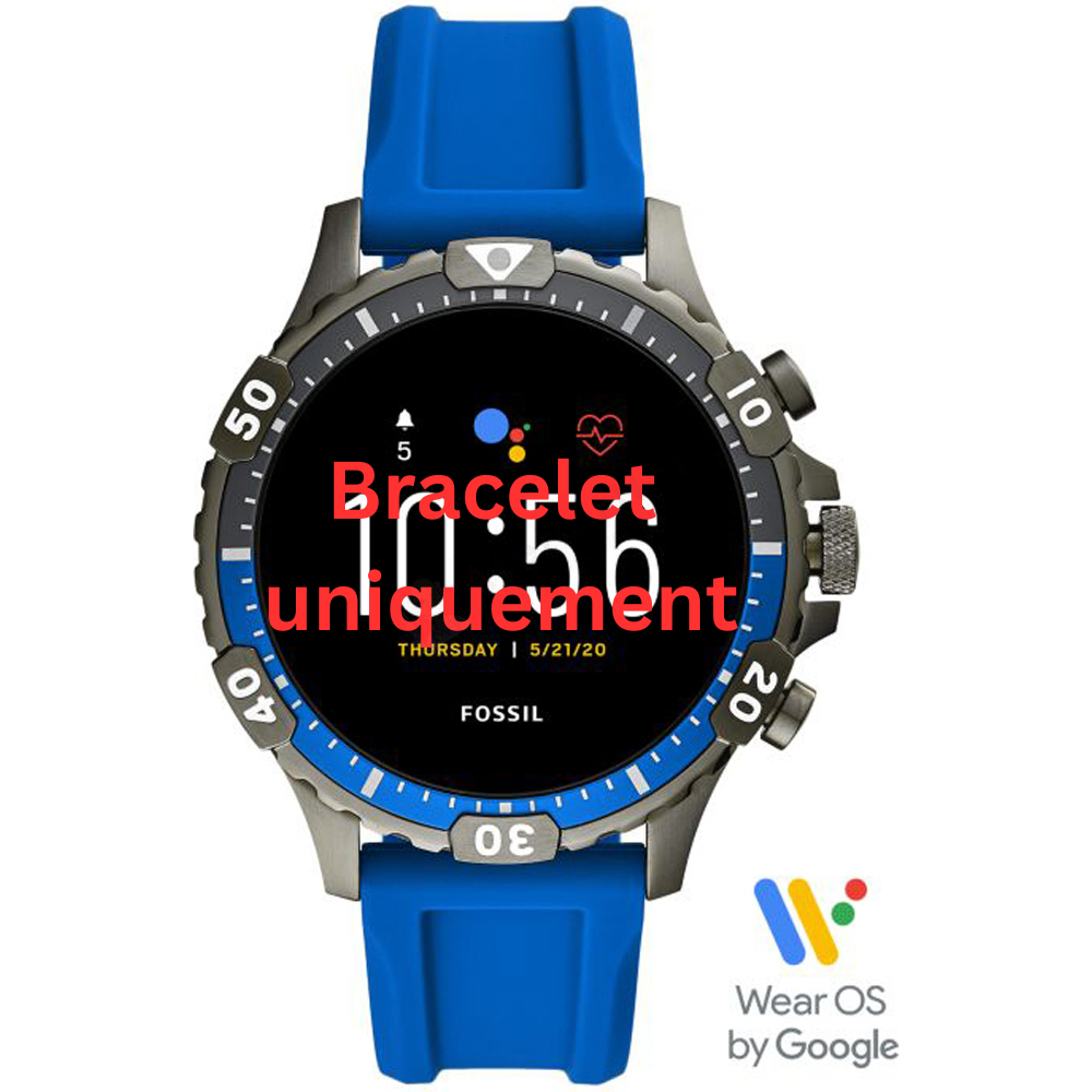 Bracelet caoutchouc silicone bleu Fossil - GARRETT / FTW4042-Bracelet de montre-AtelierNet