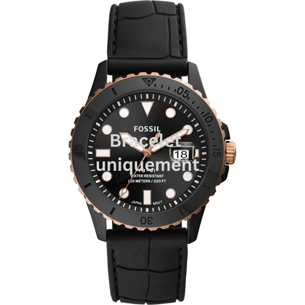 Bracelet caoutchouc noir Fossil - FB-01 / CE5022 - CE5023-Bracelet de montre-AtelierNet