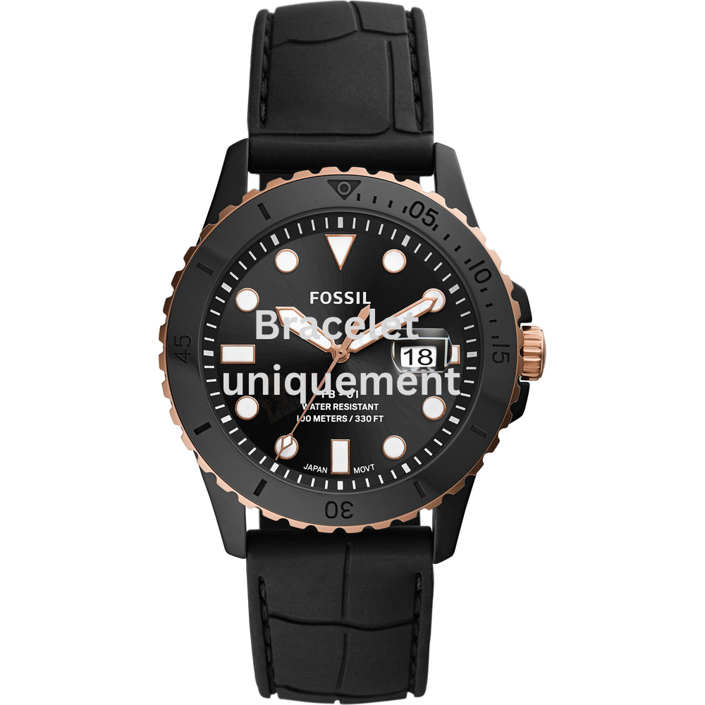 Bracelet caoutchouc noir Fossil - FB-01 / CE5022 - CE5023-Bracelet de montre-AtelierNet