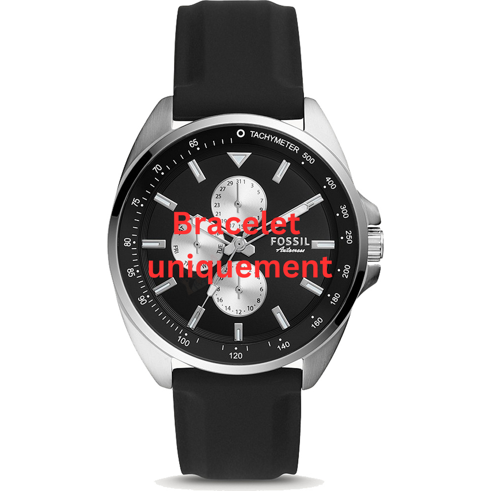 Bracelet caoutchouc noir Fossil - AUTOCROSS / BQ2553-Bracelet de montre-AtelierNet