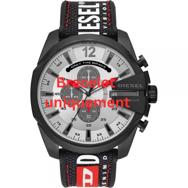 Bracelet textile sur caoutchouc noir Diesel - MEGA CHIEF / DZ4512-Bracelet Montre Diesel-AtelierNet