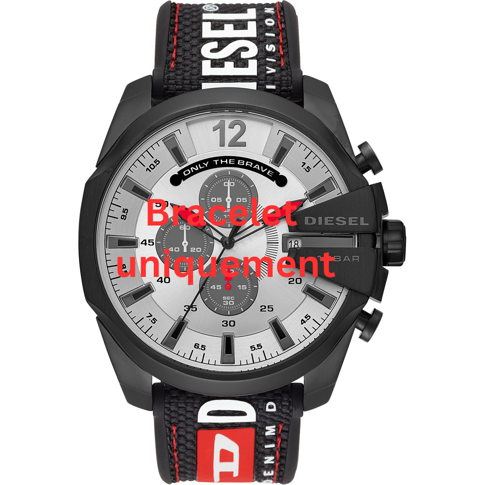 Bracelet textile sur caoutchouc noir Diesel - MEGA CHIEF / DZ4512-Bracelet Montre Diesel-AtelierNet