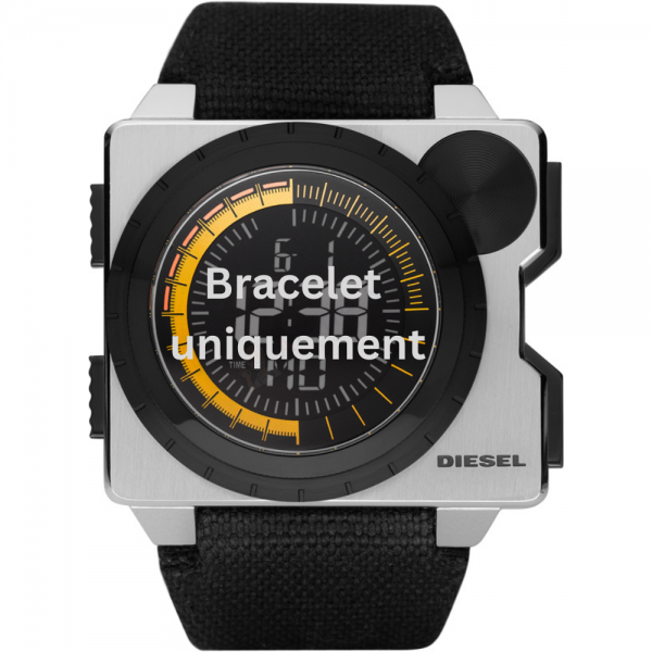 Bracelet textile sur cuir noir Diesel - STUDIO MIXER / DZ7222-Bracelet Montre Diesel-AtelierNet