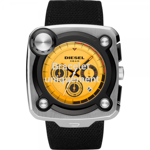 Bracelet textile sur cuir noir Diesel - STUDIO MIXER / DZ4217-Bracelet Montre Diesel-AtelierNet