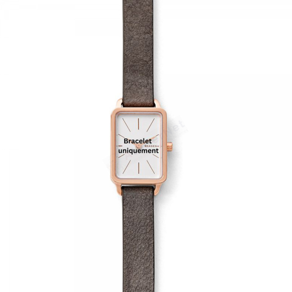 Bracelet leather grey Skagen - HAGEN RECTANGULAR MINI / SKW2657-Bracelets de montres-AtelierNet