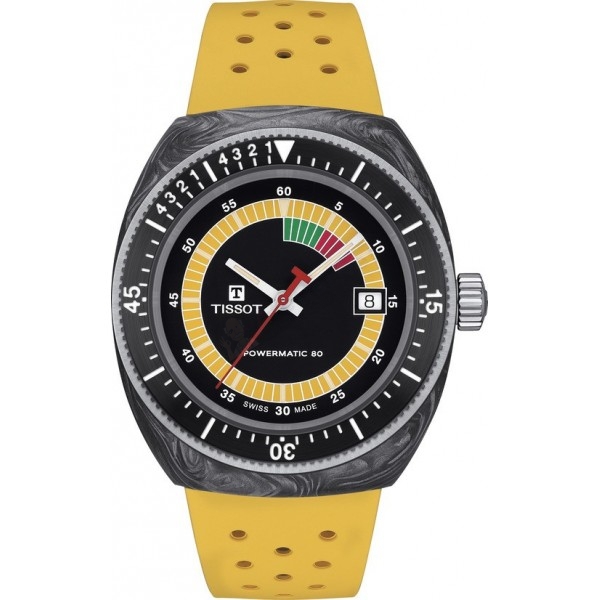 Bracelet caoutchouc jaune Tissot - SIDERAL S AUTO / T603048859-Bracelet de montre-AtelierNet