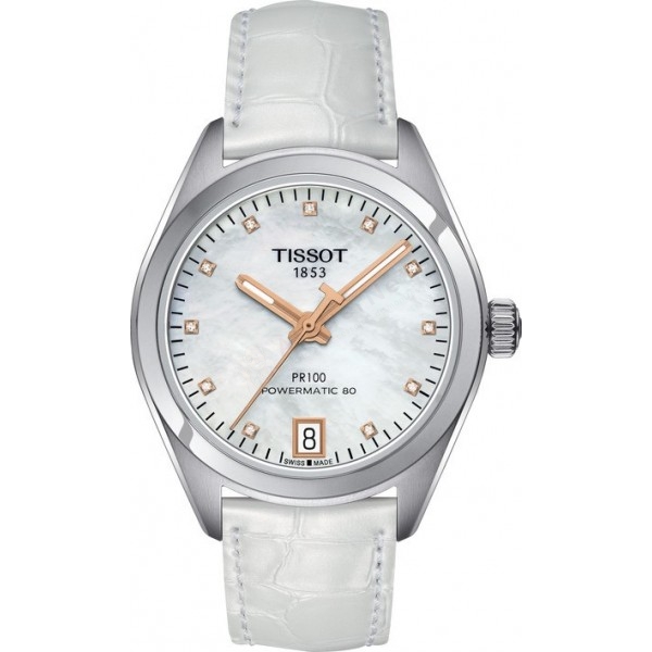 Bracelet cuir blanc Tissot - PR 100 AUTO CLASSIC / T600036971-Bracelet de montre-AtelierNet