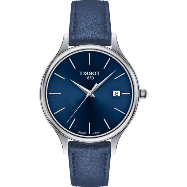 Bracelet cuir bleu Tissot - BELLA ORA / T600042521-Bracelet Montre Cuir-AtelierNet