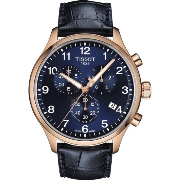 Bracelet cuir bleu Tissot - TISSOT CHRONO XL / T600048979-Bracelet Montre Cuir-AtelierNet