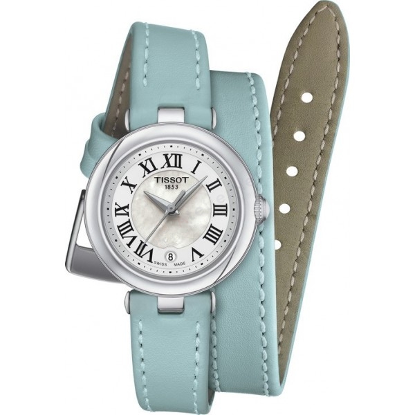 Bracelet cuir bleu pastel Tissot - BELLISSIMA / T600048442-Bracelet Montre Cuir-AtelierNet