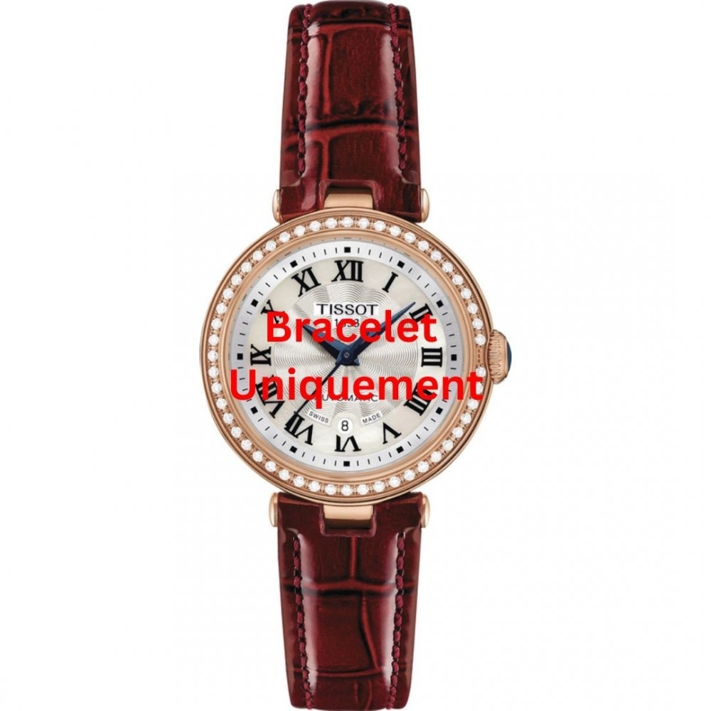 Bracelet cuir rouge Tissot - BELLISSIMA / T610048967-Bracelet Montre Cuir-AtelierNet