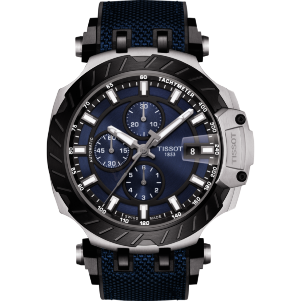 Bracelet silicone black textile and leather blue Tissot - T RACE CHRONO AUTO / T603044210-Bracelets de montres-AtelierNet