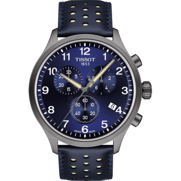 Bracelet cuir bleu Tissot - TISSOT CHRONO XL / T600044486-Bracelet de montre-AtelierNet