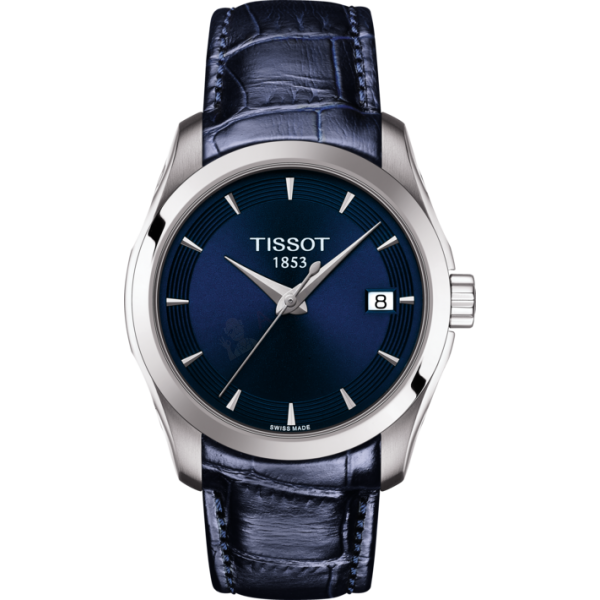 Bracelet cuir bleu fonce Tissot - COUTURIER QUARTZ / T600042649-Bracelet de montre-AtelierNet