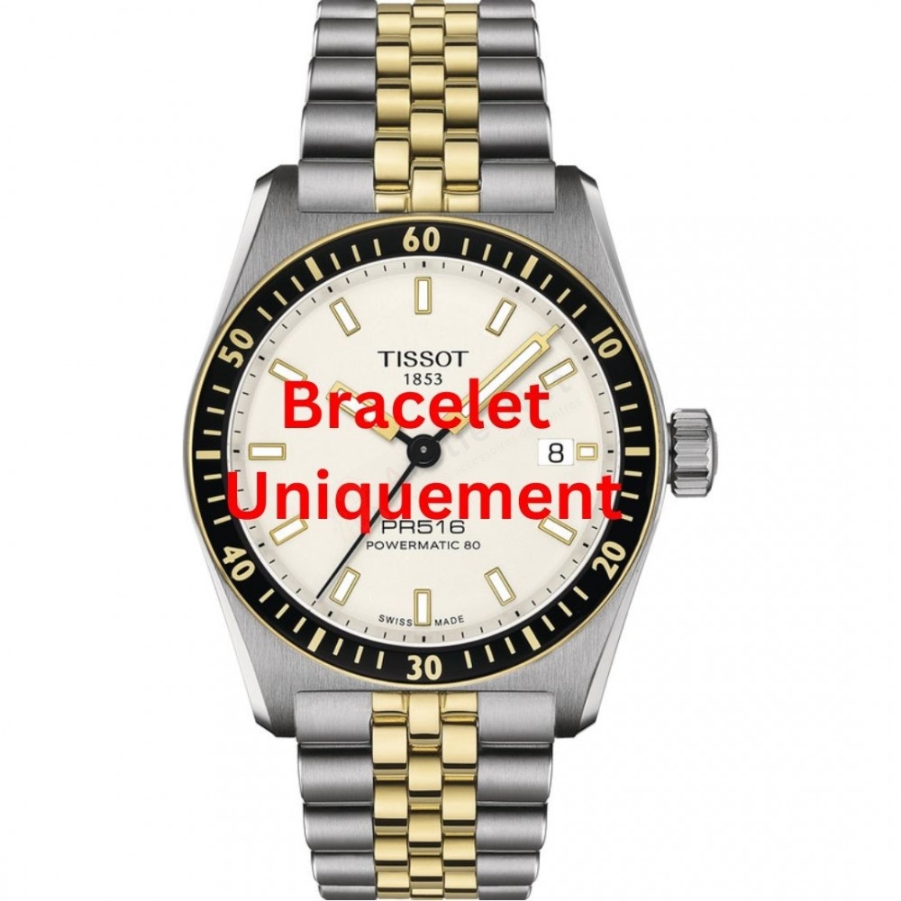 Bracelet acier bicolore Tissot - PR 516 / T605050084-Bracelet Montre Acier-AtelierNet