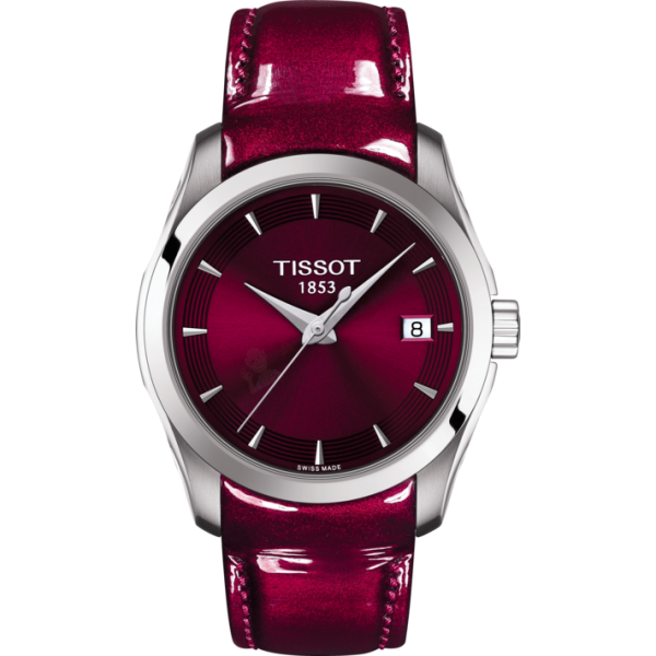 Bracelet cuir bordeaux Tissot - COUTURIER QUARTZ / T600031400-Bracelet Montre Cuir-AtelierNet