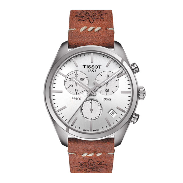 Bracelet leather light brown Tissot - PR 100 CHRONO CLASSIC / T600038290-Bracelets Cuir-AtelierNet