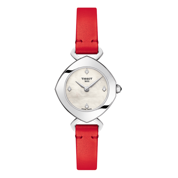 Bracelet cuir rouge Tissot - FEMINI- T / T600041064-Bracelet Montre Cuir-AtelierNet