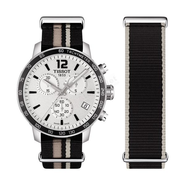 Bracelet synthetic black grey Tissot - QUICKSTER CHRONO LG / T604038956-Bracelets de montres-AtelierNet