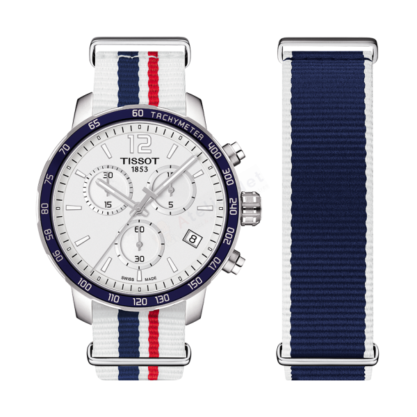 Bracelet synthetic white blue red Tissot - QUICKSTER CHRONO LG / T604038955-Bracelets de montres-AtelierNet