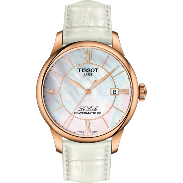 Bracelet cuir blanc Tissot - LE LOCLE / T600037740-Bracelet Montre Cuir-AtelierNet