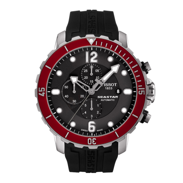 Bracelet caoutchouc noir Tissot - SEASTAR / T603031453-Bracelet Montre Silicone / Caoutchouc-AtelierNet