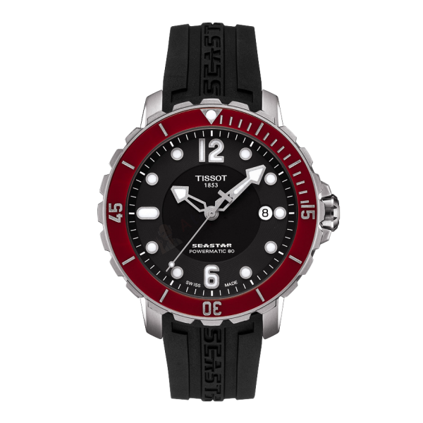 Bracelet caoutchouc noir Tissot - SEASTAR / T603031421-Bracelet Montre Silicone / Caoutchouc-AtelierNet