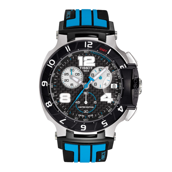 Bracelet caoutchouc noir bleu Tissot - T RACE MOTO GP / T603033844-Bracelet Montre Silicone / Caoutchouc-AtelierNet