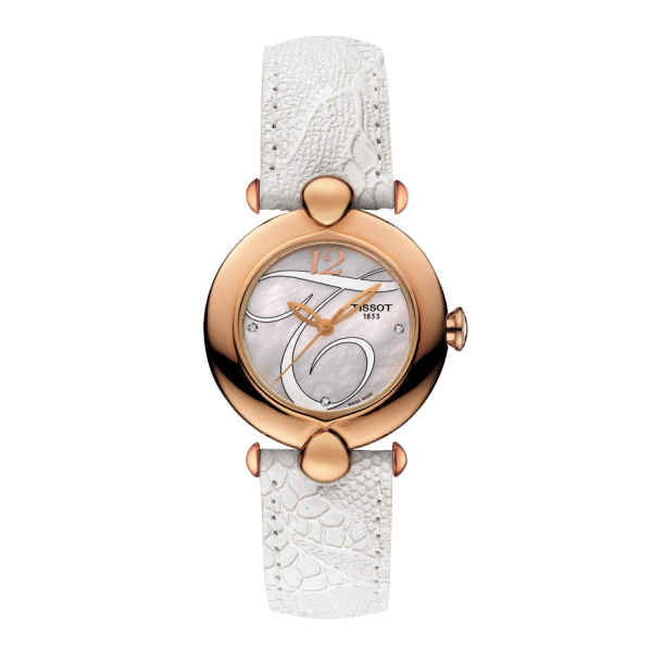 Bracelet cuir blanc Tissot - PRETTY / T600035781-Bracelet Montre Cuir-AtelierNet