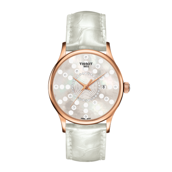 Bracelet cuir blanc Tissot - ROSE DREAM / T610034265-Bracelet Montre Cuir-AtelierNet