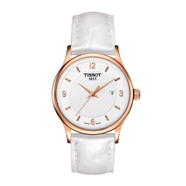 Bracelet cuir blanc Tissot - ROSE DREAM / T600034540-Bracelet Montre Cuir-AtelierNet