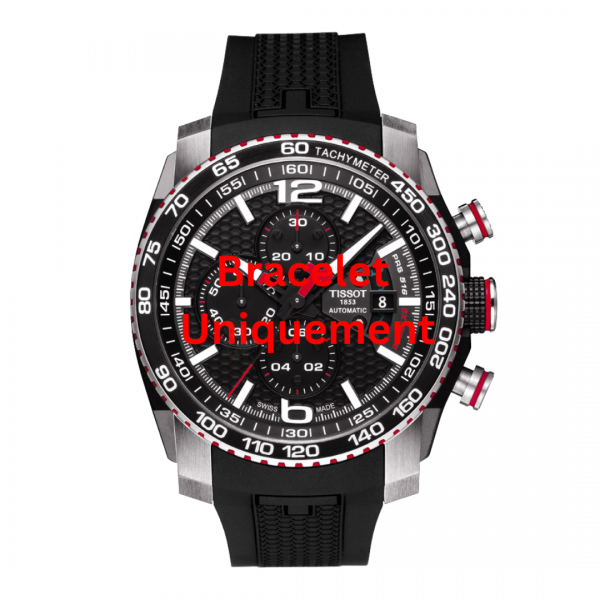 Bracelet silicone black red Tissot - PRS 516 CHRONO / T603034300-Bracelets Silicone-AtelierNet