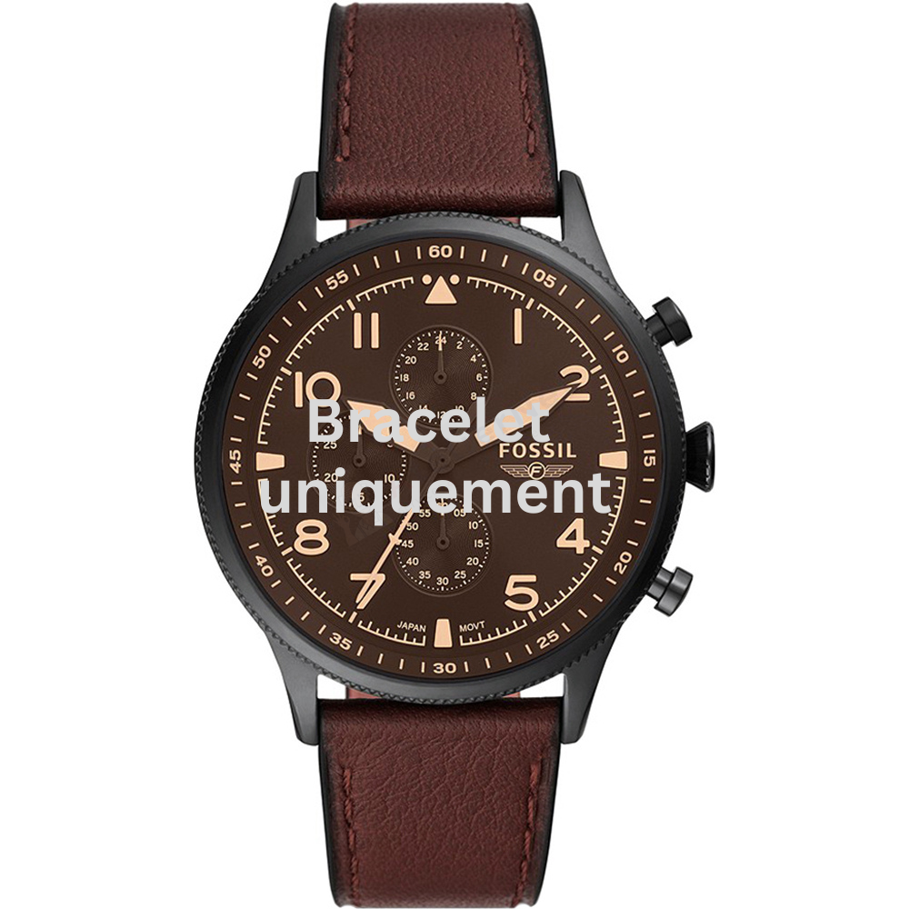 Bracelet leather brown Fossil - RETRO PILOT / FS5833-Bracelets de montres-AtelierNet