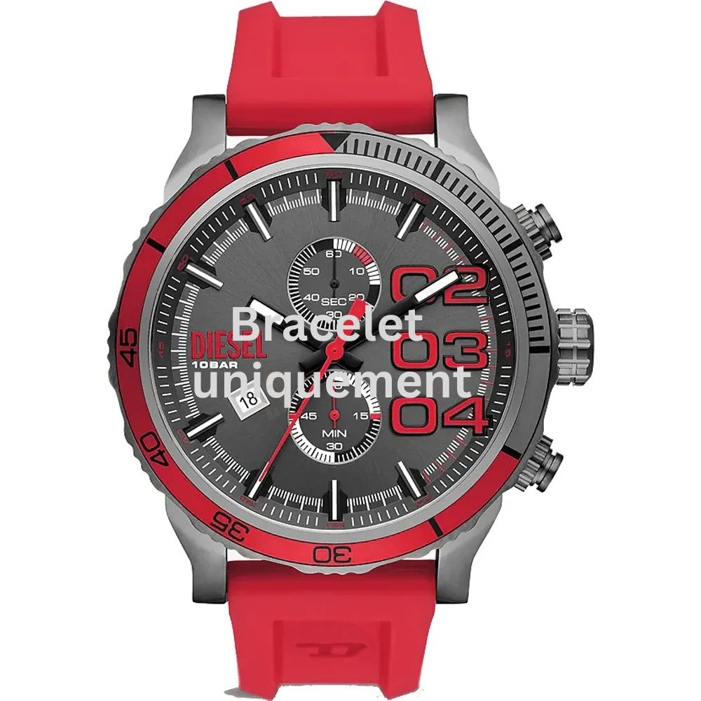 Bracelet silicone red Diesel - DOUBLE DOWN / DZ4613-Bracelets Diesel-AtelierNet