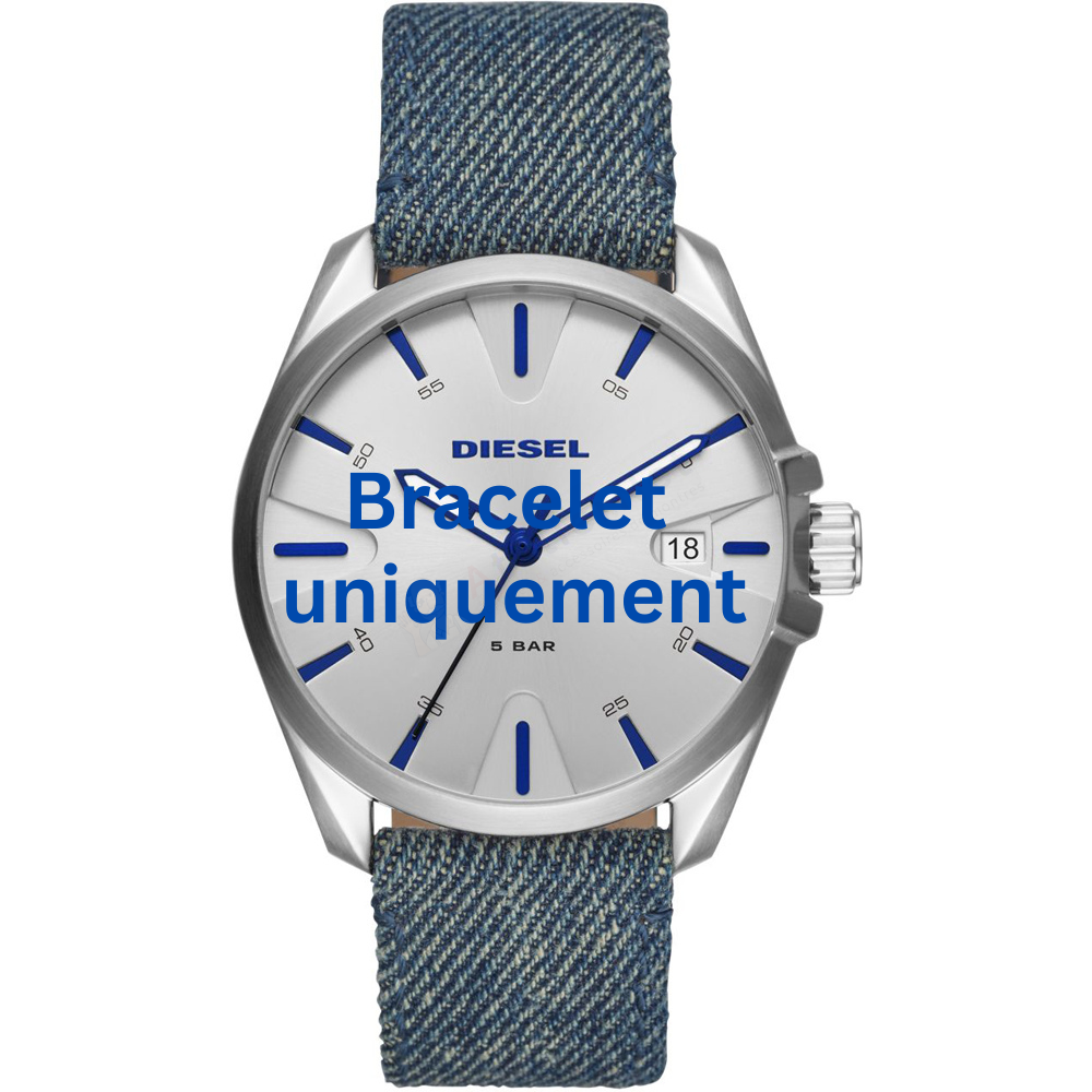 Bracelet textile on leather blue Diesel - MS9 / DZ1891-Bracelets Diesel-AtelierNet